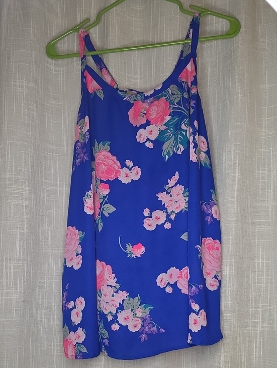 torrid Tops - torrid Blue Floral Tank with Pink and Teal Accents